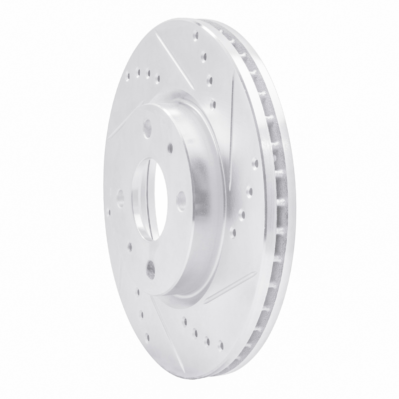 Dodge ATOS Brake Rotor (1) - Front Right - R1 Concepts - Drilled & Slotted - Silver - `98-`10